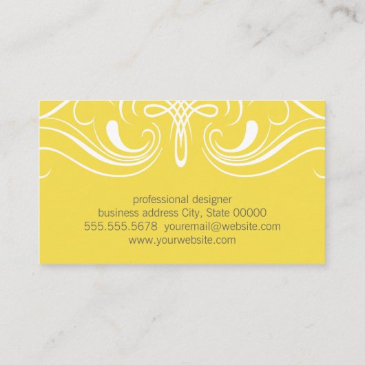 Fancy elementen Eenvoudig geel Visitekaartje (Achterkant)