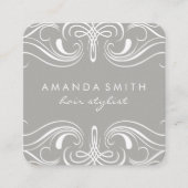 Fancy Elementen Grijs Vierkante Visitekaartje (Voorkant)