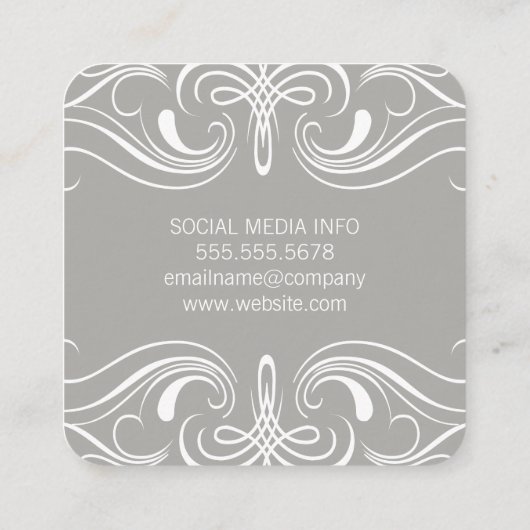 Fancy Elementen Grijs Vierkante Visitekaartje (Achterkant)