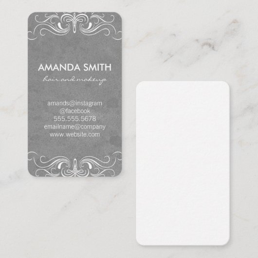 Fancy elementen grijze Waterverf achtergrond Visitekaartje (Voorkant / Achterkant)