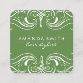 Fancy Elementen Groen Vierkante Visitekaartje (Voorkant)