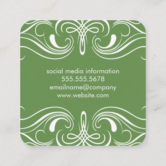 Fancy Elementen Groen Vierkante Visitekaartje (Achterkant)