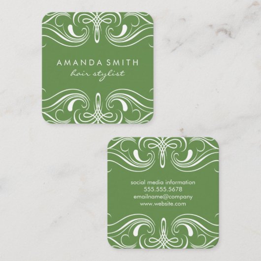 Fancy Elementen Groen Vierkante Visitekaartje (Voorkant / Achterkant)