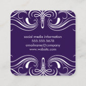 Fancy elementen Paars Vierkante Visitekaartje (Achterkant)