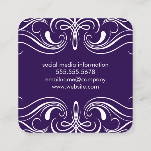Fancy elementen Paars Vierkante Visitekaartje (Achterkant)