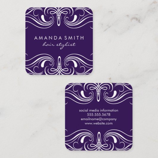Fancy elementen Paars Vierkante Visitekaartje (Voorkant / Achterkant)