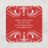 Fancy elementen rood vierkante visitekaartje (Achterkant)