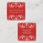 Fancy elementen rood vierkante visitekaartje (Voorkant / Achterkant)