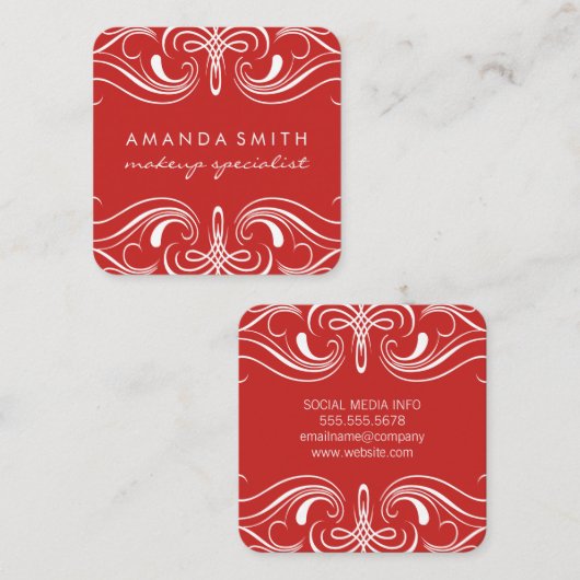 Fancy elementen rood vierkante visitekaartje (Voorkant / Achterkant)