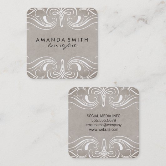 Fancy elementen vierkante visitekaartje (Voorkant / Achterkant)