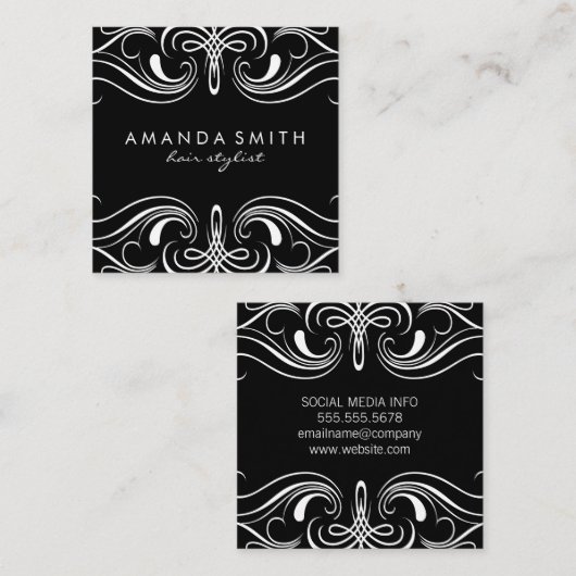 Fancy elementen vierkante visitekaartje (Voorkant / Achterkant)