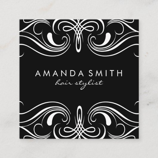 Fancy elementen vierkante visitekaartje (Voorkant)