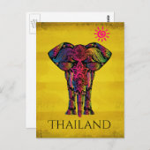 Fancy Elephant Design Bold Heldere Kleur | Thailan Briefkaart (Voorkant / Achterkant)