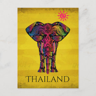 Fancy Elephant Design Bold Heldere Kleur Thailan Briefkaart