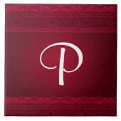 Fancy en elegant rood achtergrond stijlvol monogra tegeltje (Voorkant)