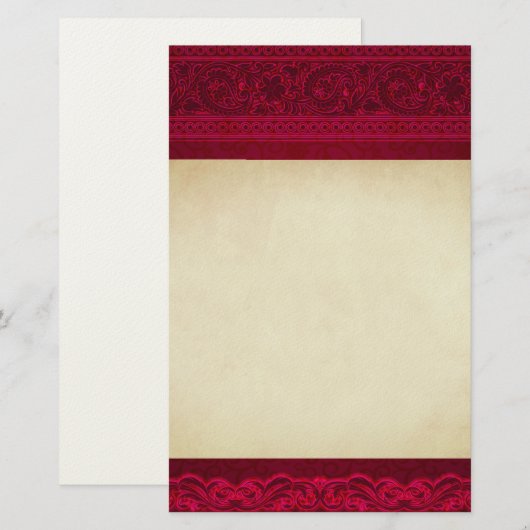 Fancy en elegante rode achtergrond stijlvol briefpapier (Voorkant / Achterkant)