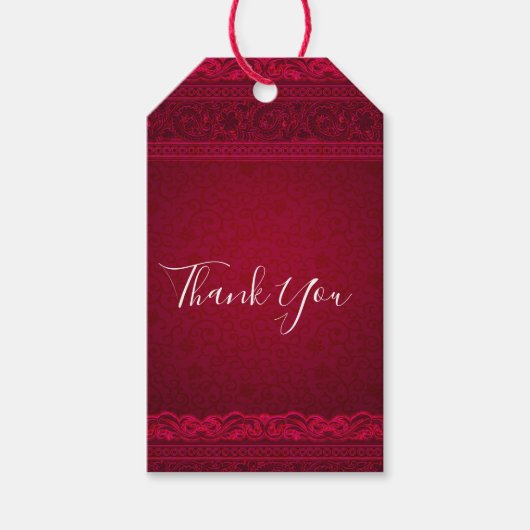 Fancy en elegante rode achtergrond stijlvol cadeaulabel (Voorkant)