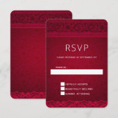 Fancy en elegante rode achtergrond Stijlvol huweli RSVP Kaartje (Voorkant / Achterkant)