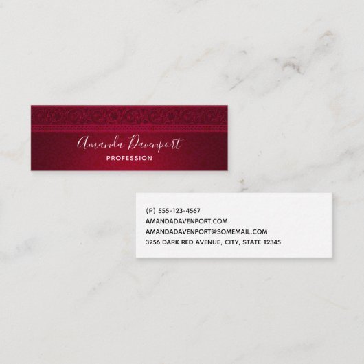 Fancy en elegante rode achtergrond stijlvol mini visitekaartje (Voorkant / Achterkant)