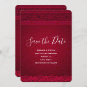 Fancy en elegante rode achtergrond stijlvol save the date (Voorkant / Achterkant)