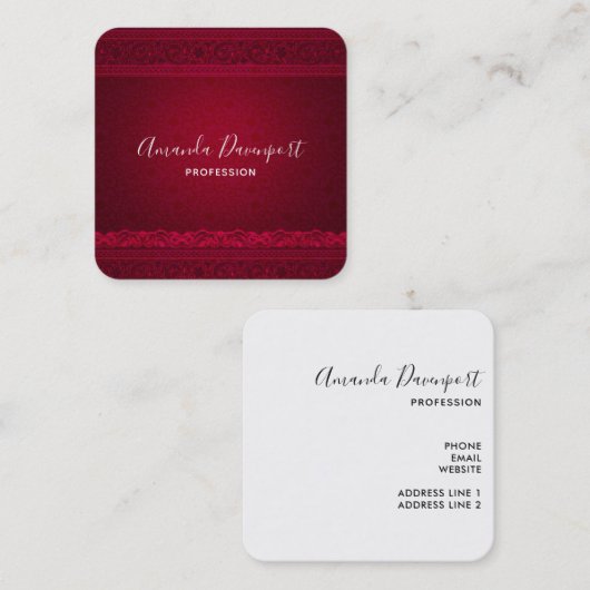 Fancy en elegante rode achtergrond stijlvol vierkante visitekaartje (Voorkant / Achterkant)