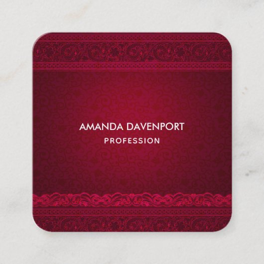 Fancy en elegante rode achtergrond stijlvol vierkante visitekaartje (Voorkant)