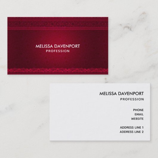 Fancy en elegante rode achtergrond stijlvol visitekaartje (Voorkant / Achterkant)