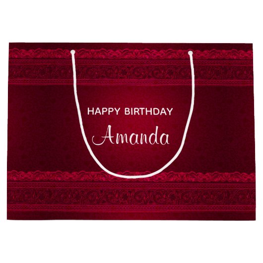 Fancy en elegante rode achtergrond Stijlvolle verj Groot Cadeauzakje (Voorkant)