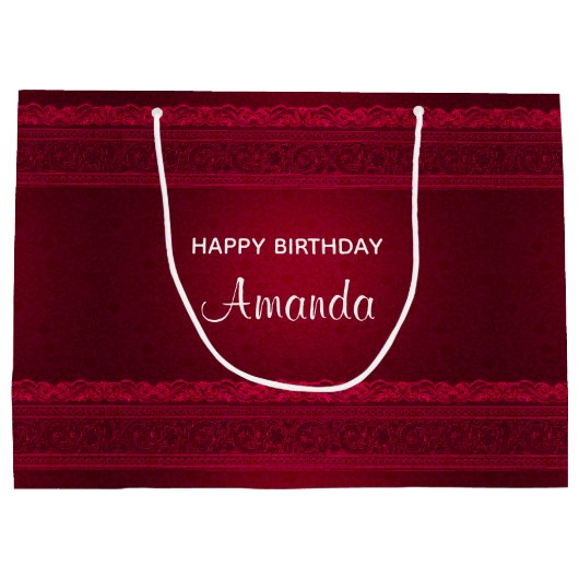 Fancy en elegante rode achtergrond Stijlvolle verj Groot Cadeauzakje (Achterkant)