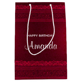 Fancy en elegante rode achtergrond Stijlvolle verj Medium Cadeauzakje