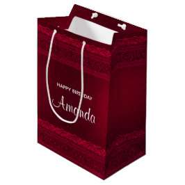 Fancy en elegante rode achtergrond Stijlvolle verj Medium Cadeauzakje