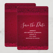 Fancy en elegante rode achtergrond Stijlvolle verj Save The Date (Voorkant / Achterkant)