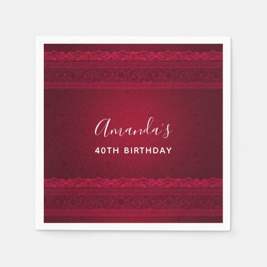 Fancy en elegante rode achtergrond Stijlvolle verj Servet (Voorkant)