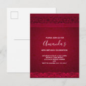 Fancy en elegante rode achtergrond Stijlvolle verj Uitnodiging Briefkaart (Voorkant / Achterkant)