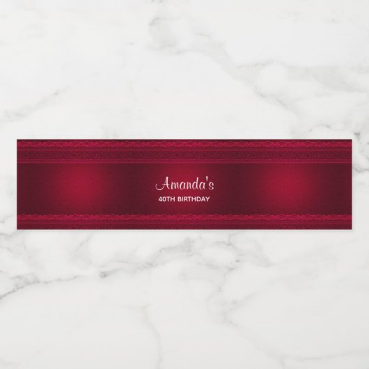 Fancy en elegante rode achtergrond Stijlvolle verj Waterfles Etiket (Enkel label)