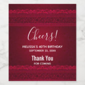 Fancy en elegante rode achtergrond Stijlvolle verj Wijn Etiket (Enkel label)