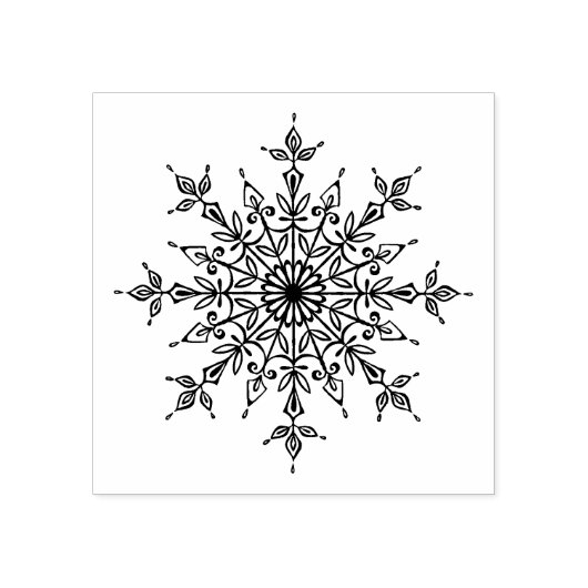 Fancy en elegante snowflake kerstkraft rubberstempel (Afrduk)