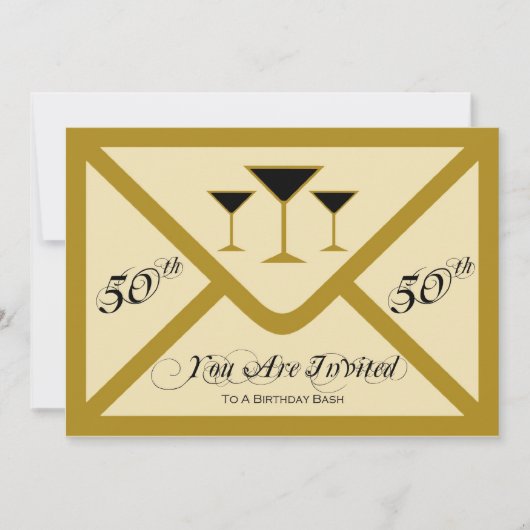 Fancy en Fun 50th Birthday Party Invitation Kaart (Voorkant)
