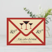 Fancy en Fun 80th Birthday Party Invitation Kaart (Staand voorkant)