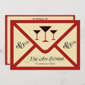 Fancy en Fun 80th Birthday Party Invitation Kaart (Voorkant / Achterkant)