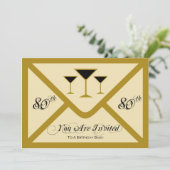 Fancy en Fun 80th Birthday Party Invitation Kaart (Staand voorkant)