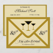 Fancy en Fun 80th Birthday Party Invitation Kaart (Voorkant / Achterkant)