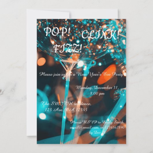 Fancy en vun nieuwjaarsuitnodiging kaart (Voorkant)