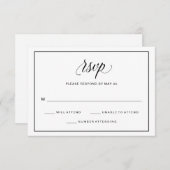 Fancy en zwart-wittekenbereik RSVP kaartje (Voorkant / Achterkant)