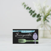 Fancy eten gebruiksvoorwerpen chef catering culina visitekaartje (Staand voorkant)