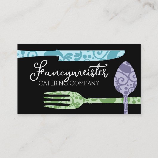 Fancy eten gebruiksvoorwerpen chef catering culina visitekaartje (Voorkant)