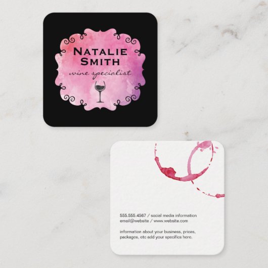 Fancy-etikettwijn Vierkante Visitekaartje (Voorkant / Achterkant)