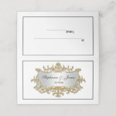 Fancy Faux Gold Filigree Lijst Escort Place Card Plaatskaartje (Buitenkant ongevouwen)