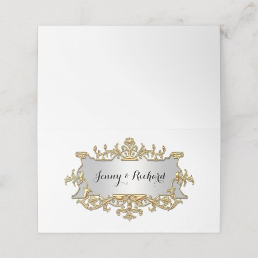 Fancy Faux Gold FiligreeLook Escort Place Card Plaatskaartje (Buitenkant ongevouwen)