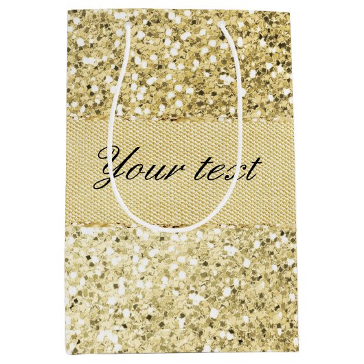 Fancy Faux Gold Glitter - Aangepast Medium Cadeauzakje (Voorkant)